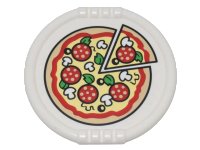 LEGO part Duplo Utensil Disk with Pizza with Pepperoni, Mushrooms, Basil, and Black Olives Pattern 27372pb06