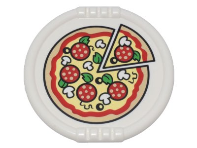 LEGO onderdeel Duplo Utensil Disk with Pizza with Pepperoni, Mushrooms, Basil, and Black Olives Pattern (27372pb06)