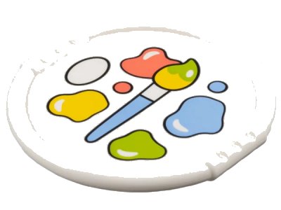 LEGO onderdeel Duplo Utensil Disk with Paint Brush and Coral, Yellow, Lime and Medium Blue Paint Pattern (27372pb15)