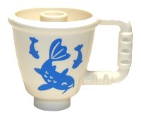 LEGO onderdeel Duplo Utensil Cup with Stud Inside with Blue Koi Fish Pattern 27383pb03