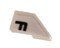 LEGO part Wedge 2 x 1 x 2/3 Left with Black Letter F on White Background Pattern (Sticker) - Set 42096 29120pb002