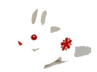 LEGO part Bunny / Rabbit with Red Eyes, Nose, and Flowers Pattern 29685pb02