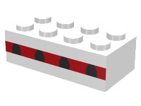 LEGO part Stein 2 x 4 mit Flugzeugfenstern 4 im Dünnen Roten Streifenmuster 3001oldpb01