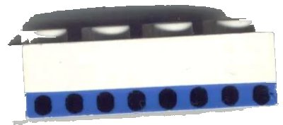 LEGO onderdeel Brick 2 x 4 with Plane Windows 8 in Thin Blue Stripe Pattern (3001oldpb03)