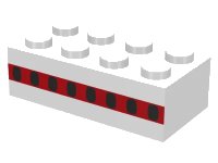 LEGO onderdeel Brick 2 x 4 with Plane Windows 8 in Thin Red Stripe Pattern 3001oldpb04