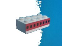 LEGO part Stein 2 x 4 mit Flugzeugfenstern 8 im Dicken Roten Streifenmuster 3001oldpb05