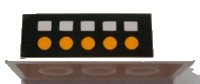 LEGO part Brick 2 x 4 with 5 White Squares and 5 Yellow Dots on Black Background Pattern (Sticker) - Set 4025 3001pb015