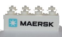 LEGO part Stein 2 x 4 mit Maersk Logo auf weißem Hintergrund Muster (Aufkleber) - Set 10241 3001pb126