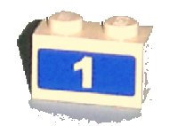 LEGO part Steen 1 x 2 con Patrón '1' Blanco sobre Fondo Azul (Pegatina) - Set 7641 3004pb078