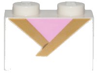 LEGO part Stein 1 x 2 mit Gold Trim und Bright Pink Dreieck Muster 3004pb189