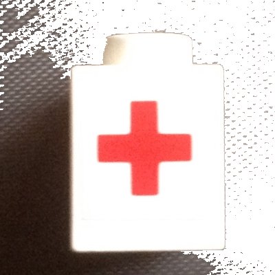 LEGO onderdeel Brick 1 x 1 with Red Cross Pattern (Sticker) - Set 623 (3005pb036)