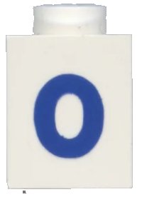 LEGO part Brick 1 x 1 with Blue Number 0 Pattern (Bold Font) 3005pt0b