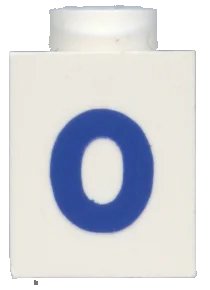 LEGO onderdeel Brick 1 x 1 with Blue Number 0 Pattern (Bold Font) (3005pt0b)