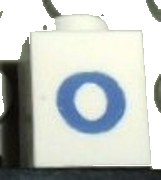 LEGO onderdeel Brick 1 x 1 with Blue Number 0 Pattern (Serif Font) (3005pt0s)