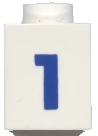 LEGO part Brick 1 x 1 with Blue Number 1 Pattern (Bold Font) 3005pt1b