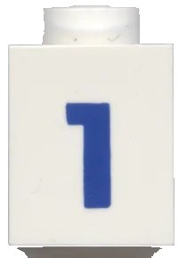 LEGO onderdeel Brick 1 x 1 with Blue Number 1 Pattern (Bold Font) (3005pt1b)