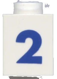 LEGO part Brick 1 x 1 with Blue Number 2 Pattern (Bold Font) 3005pt2b