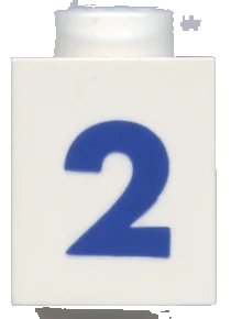 LEGO onderdeel Brick 1 x 1 with Blue Number 2 Pattern (Bold Font) (3005pt2b)