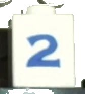 LEGO onderdeel Brick 1 x 1 with Blue Number 2 Pattern (Serif Font) (3005pt2s)