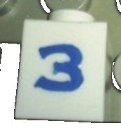 LEGO part Brick 1 x 1 with Blue Number 3 Pattern (Serif Font) (3005pt3s)