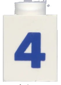 LEGO onderdeel Brick 1 x 1 with Blue Number 4 Pattern (Bold Font) (3005pt4b)