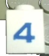 LEGO part Brick 1 x 1 with Blue Number 4 Pattern (Serif Font) 3005pt4s
