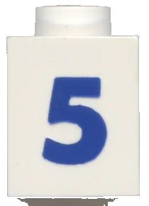 LEGO onderdeel Brick 1 x 1 with Blue Number 5 Pattern (Bold Font) (3005pt5b)