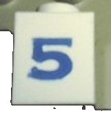 LEGO onderdeel Brick 1 x 1 with Blue Number 5 Pattern (Serif Font) (3005pt5s)