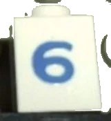 LEGO part Brick 1 x 1 with Blue Number 6 Pattern (Serif Font) 3005pt6s