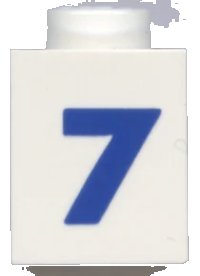 LEGO part Brick 1 x 1 with Blue Number 7 Pattern (Bold Font) 3005pt7b