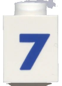LEGO onderdeel Brick 1 x 1 with Blue Number 7 Pattern (Bold Font) (3005pt7b)