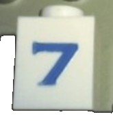 LEGO onderdeel Brick 1 x 1 with Blue Number 7 Pattern (Serif Font) (3005pt7s)