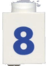 LEGO onderdeel Brick 1 x 1 with Blue Number 8 Pattern (Bold Font) 3005pt8b