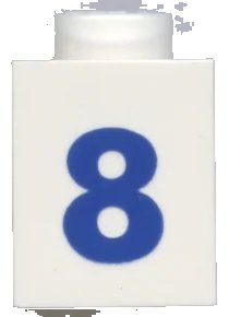 LEGO onderdeel Brick 1 x 1 with Blue Number 8 Pattern (Bold Font) (3005pt8b)