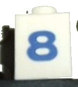 LEGO onderdeel Brick 1 x 1 with Blue Number 8 Pattern (Serif Font) (3005pt8s)
