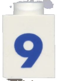 LEGO part Brick 1 x 1 with Blue Number 9 Pattern (Bold Font) 3005pt9b