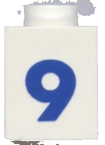 LEGO onderdeel Brick 1 x 1 with Blue Number 9 Pattern (Bold Font) (3005pt9b)
