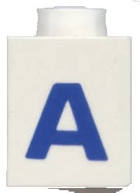 LEGO part Brick 1 x 1 with Blue Capital Letter A Pattern (Bold Font) 3005ptAb