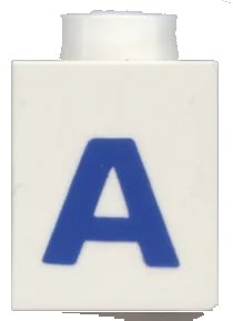 LEGO onderdeel Brick 1 x 1 with Blue Capital Letter A Pattern (Bold Font) (3005ptAb)