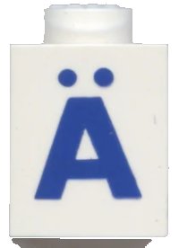 LEGO onderdeel Brick 1 x 1 with Blue Capital Letter A with Diaeresis (Ä) Pattern (Bold Font) 3005ptAdiaerb
