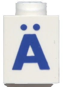 LEGO onderdeel Brick 1 x 1 with Blue Capital Letter A with Diaeresis (Ä) Pattern (Bold Font) (3005ptAdiaerb)