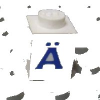 LEGO onderdeel Brick 1 x 1 with Blue Capital Letter A with Diaeresis (Ä) Pattern (Serif Font) 3005ptAdiaers