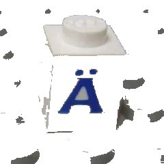 LEGO onderdeel Brick 1 x 1 with Blue Capital Letter A with Diaeresis (Ä) Pattern (Serif Font) (3005ptAdiaers)