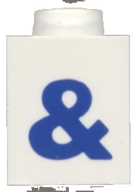 LEGO part Brick 1 x 1 with Blue Ampersand (&) Pattern (Bold Font) 3005ptAmpb
