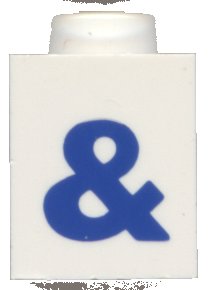 LEGO onderdeel Brick 1 x 1 with Blue Ampersand (&) Pattern (Bold Font) (3005ptAmpb)