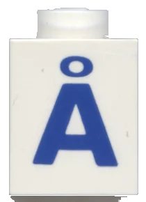 LEGO onderdeel Brick 1 x 1 with Blue Capital Letter A with Ring (Å) Pattern (Bold Font) (3005ptAringb)