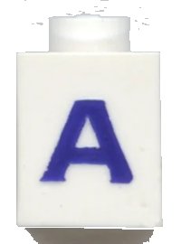 LEGO part Brick 1 x 1 with Blue Capital Letter A Pattern (Serif Font) 3005ptAs