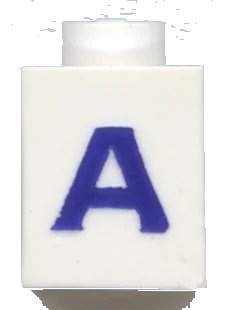 LEGO onderdeel Brick 1 x 1 with Blue Capital Letter A Pattern (Serif Font) (3005ptAs)