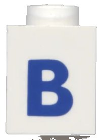 LEGO part Brick 1 x 1 with Blue Capital Letter B Pattern (Bold Font) 3005ptBb