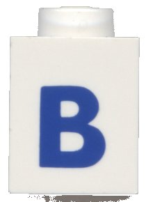 LEGO onderdeel Brick 1 x 1 with Blue Capital Letter B Pattern (Bold Font) (3005ptBb)